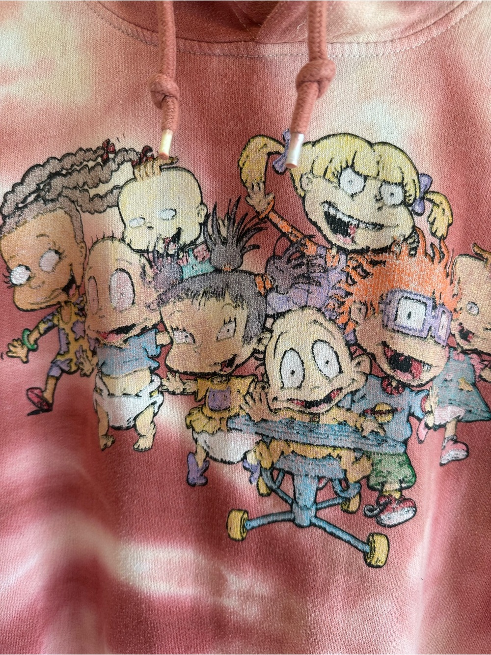 Nickelodeon Woman’s L Red Tie Dye Rugrats Hooded Sweatshirt Kangaroo Pocket - Picture 2 of 11